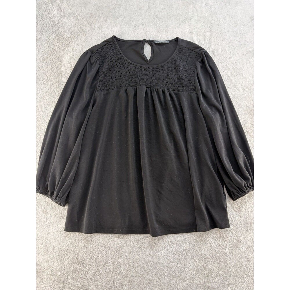 Adrianna Papell Blouse Womens XL Black Long Sleeve Bell Sleeves